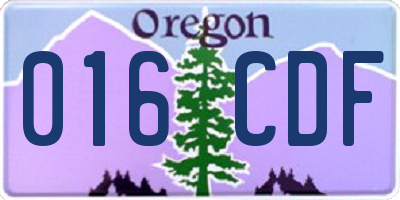 OR license plate 016CDF