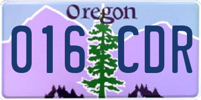 OR license plate 016CDR