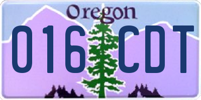 OR license plate 016CDT