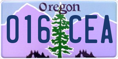 OR license plate 016CEA