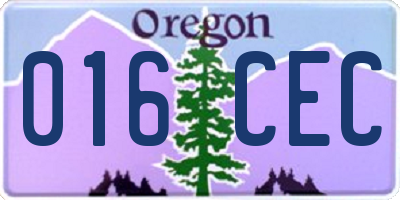 OR license plate 016CEC