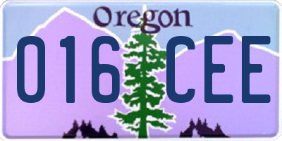 OR license plate 016CEE