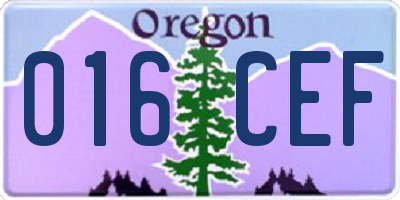 OR license plate 016CEF