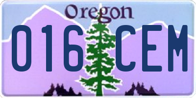 OR license plate 016CEM