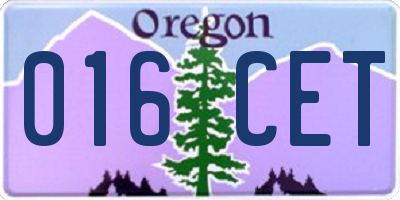 OR license plate 016CET