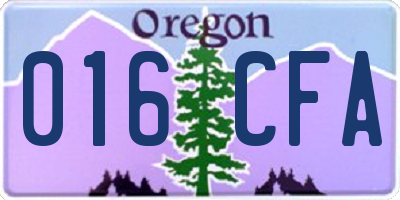 OR license plate 016CFA
