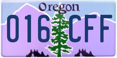 OR license plate 016CFF