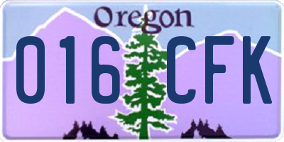 OR license plate 016CFK