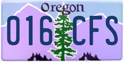 OR license plate 016CFS