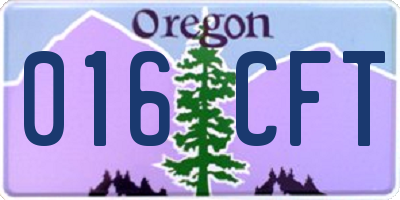 OR license plate 016CFT