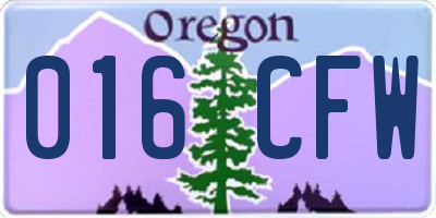 OR license plate 016CFW