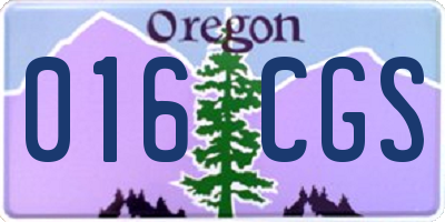 OR license plate 016CGS