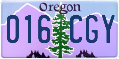 OR license plate 016CGY