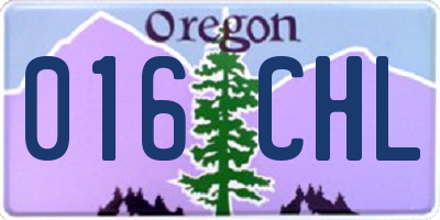 OR license plate 016CHL