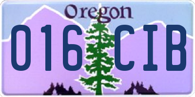 OR license plate 016CIB