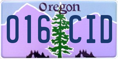 OR license plate 016CID