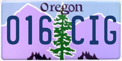 OR license plate 016CIG