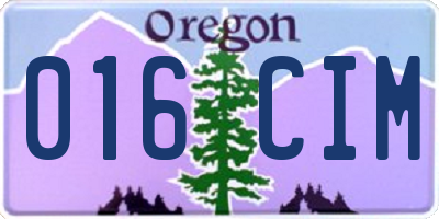 OR license plate 016CIM