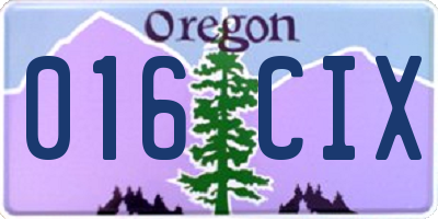 OR license plate 016CIX