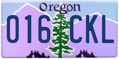 OR license plate 016CKL