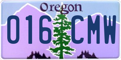 OR license plate 016CMW