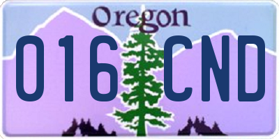 OR license plate 016CND