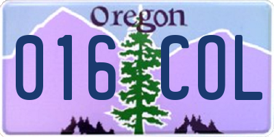 OR license plate 016COL