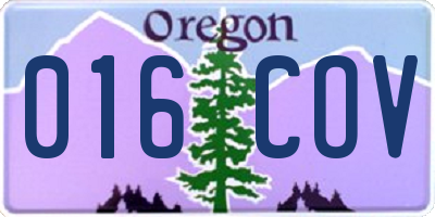 OR license plate 016COV