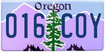 OR license plate 016COY