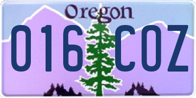OR license plate 016COZ