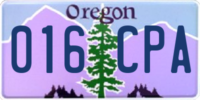 OR license plate 016CPA