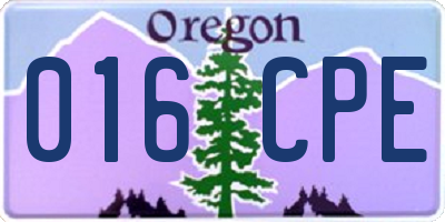 OR license plate 016CPE