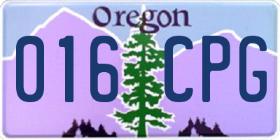 OR license plate 016CPG
