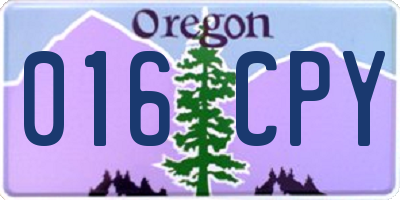 OR license plate 016CPY