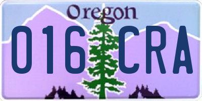 OR license plate 016CRA