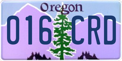 OR license plate 016CRD