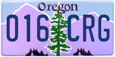 OR license plate 016CRG
