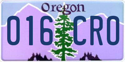 OR license plate 016CRO