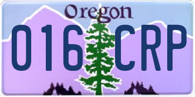 OR license plate 016CRP