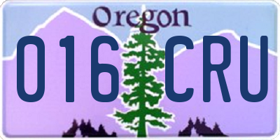 OR license plate 016CRU