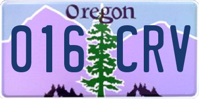 OR license plate 016CRV