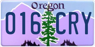 OR license plate 016CRY