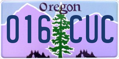 OR license plate 016CUC