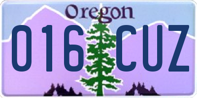OR license plate 016CUZ