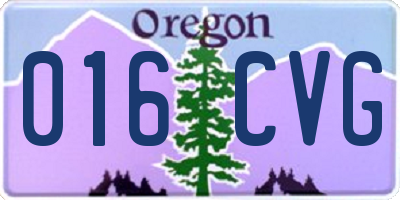OR license plate 016CVG