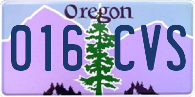 OR license plate 016CVS