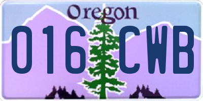 OR license plate 016CWB