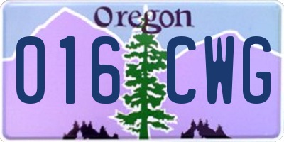OR license plate 016CWG