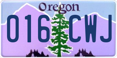 OR license plate 016CWJ