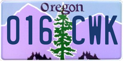 OR license plate 016CWK